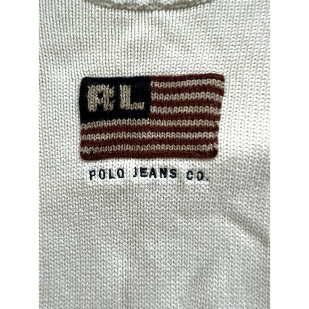 Polo Jeans Ralph Lauren Vintage Sweater USA Crew Neck Knit XL Cotton 90s - Picture 2 of 6
